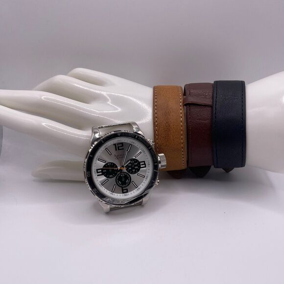 American Exchange Men's Brown Leather 3 PCS. Watch Set - Picture 11 of 12